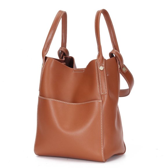 Original fashion women bag single shoulder soft leather bucket bag cross-border